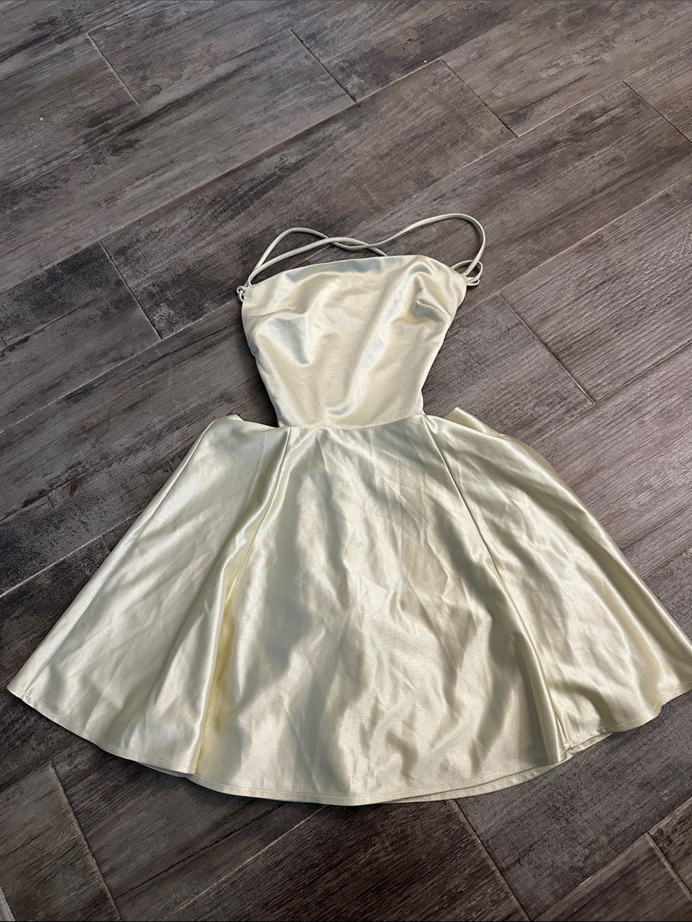 Lucy in the Sky Silky Mini Dress- Butter Yellow- Small